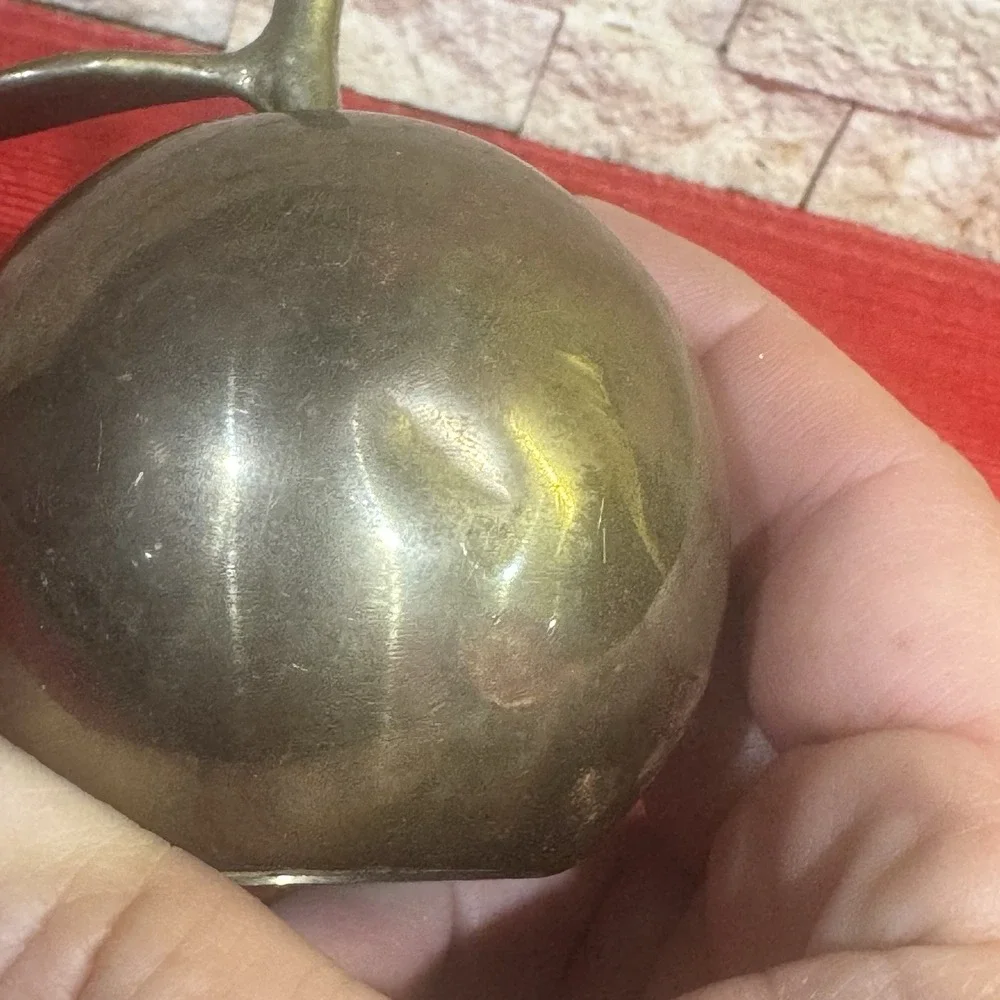 Vintage‎ Brass Bell Apple with Stem & Leaf Shape 3